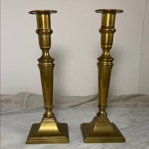 Set of Two Vintage Elegant Brass Candlestick Holder